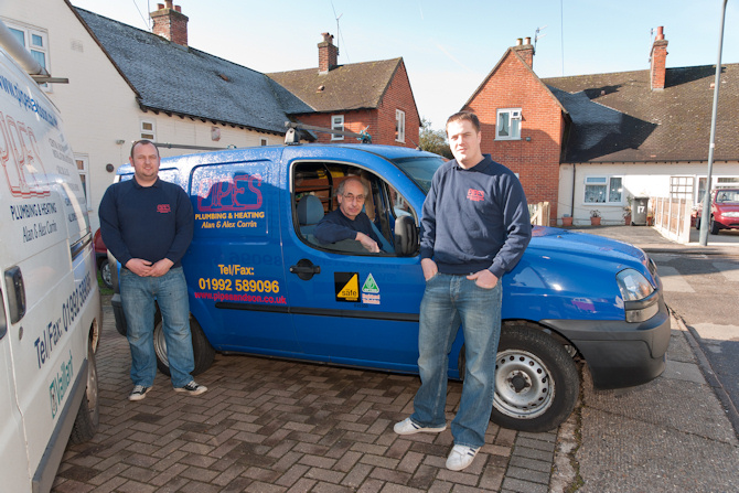 Pipes Ltd of Hertford. Plumbers and Central Heating and Boiler engineers. Photo of crew